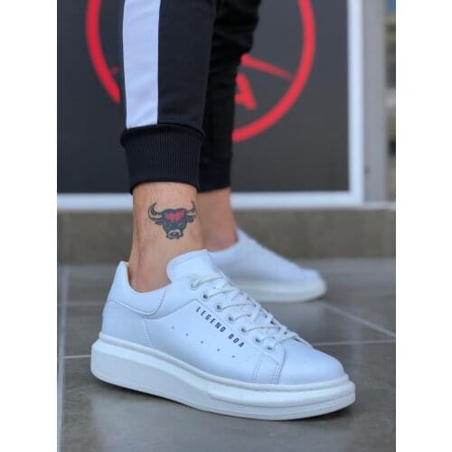 BA0301 Laced Thick Bottom White Casual Men 'S Shoes