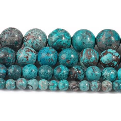 Natural Stone Green Blue American Turquoises Sea Sediment Jaspers Beads Loose Beads For Jewelry Making DIY Bracelet 15'' 4-10mm