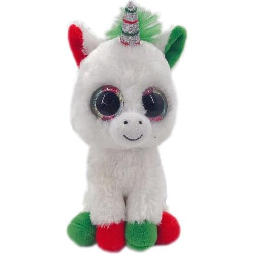 New 6" TY big eyes Beanie Boos Candy Cane the unicorn 15cm Big Eye Plush Stuffed Animal Collectible Toy Christmas Gift For Kids