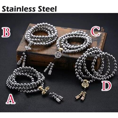 Gags Toy Practical Jokes 108 Buddha Beads Self Defense Hand Bracelet Necklace Chain Full Steel Chain Personal Protection
