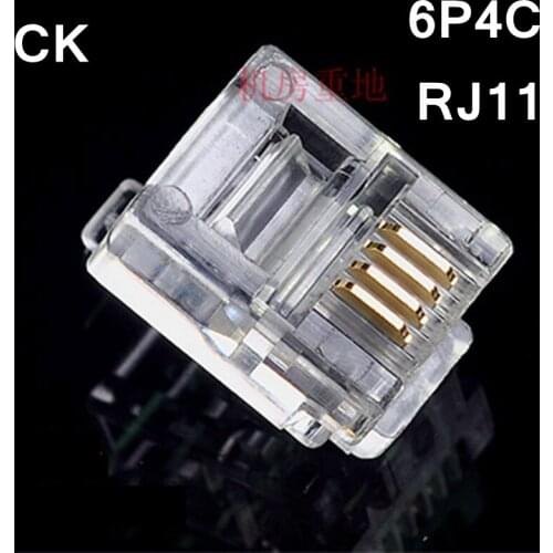 ReadStar 100PCS/LOT CK RJ11 6P4C Plug telephone cable Connector adapter RJ11 Plug UL SGS high quality Wholesale