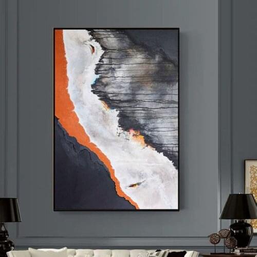 Hand Painted Abstract Oil Painting Wall Art Colorful Seascape Minimalist Decorative Modern On Canvas For Living Room No Frame