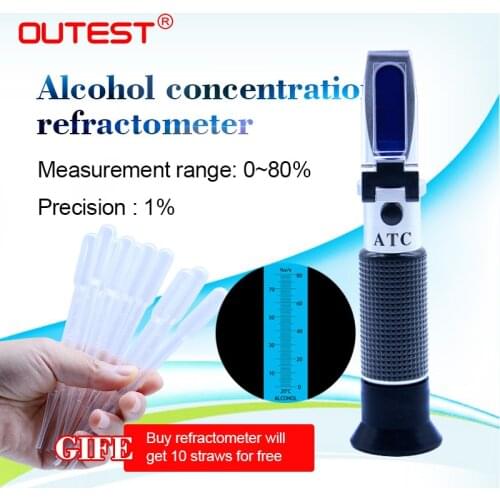 RZ Refractometer Handheld Alcohol Refractometer 0~80%V/V ATC Alcoholometer Hydrometer RZ122 concentration spirits tester wine