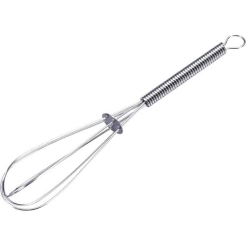 Manual Egg Beater with Spring Handle Stainless Steel Egg Flour Whisk Kitchen