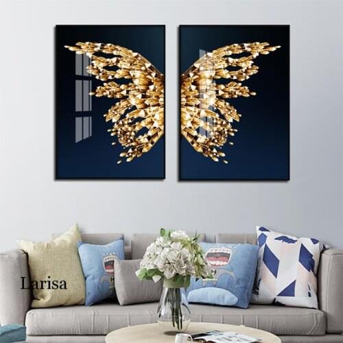 Nordic Golden Butterfly Gilt Picture Wall Poster Modern Style Canvas Print Painting Art Aisle Living Room Bedroom Decoration