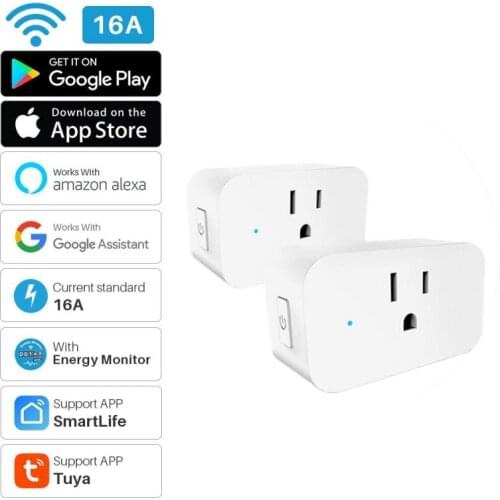 US Standard WiFi Smart Socket Power Plug Outlet Remote Control Energy Monitor Work With Amazon Home Compatible With Alexa/Google