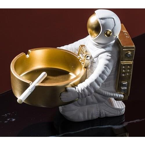 Fun White And Golden Astronaut Modeling Ashtray Space & Aerospace Style Decorative Ashtrays