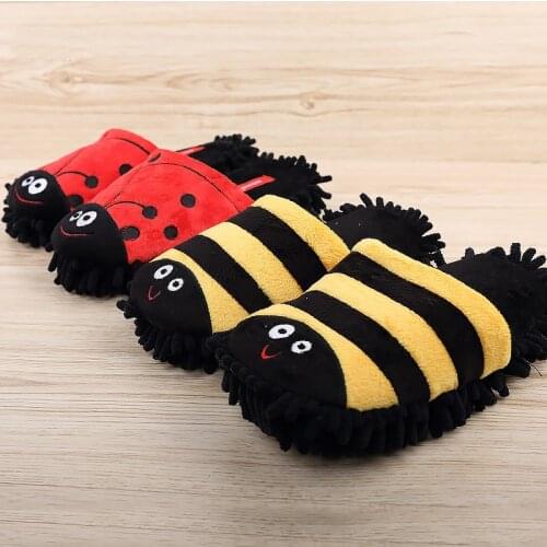 Womens shoes house slippers Beetle Plus size 42-44 Wear-resistant Winter slippers for girls Lovely Warm Mop shoes Non slip home