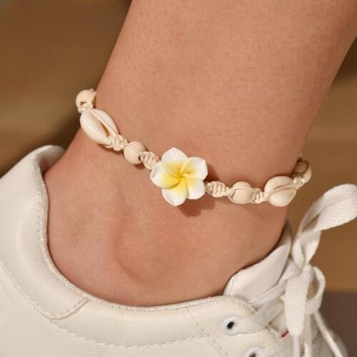 Bohemian Beautiful Flower Sea Shell Anklet ethnic Foot Chain Women Summer Beach Barefoot vintage Ankle Bracelet