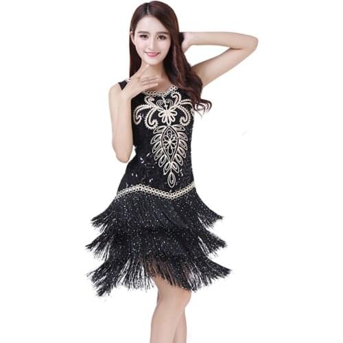 2018 Women Competition Dance Clothes Sequins Costume Set Fringe Salsa Dresses Latin Ballroom Dance Dress Embroidery