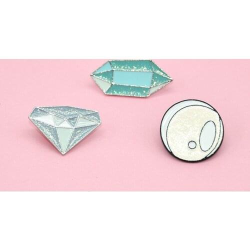 Shiny Gemstone Badge Creative Fashion Crystal Shape Metal Enamel Brooch Women Trendy Charm Lapel Backpack Jewelry Gift