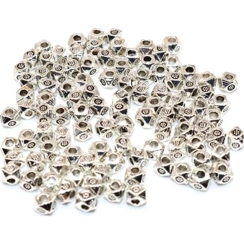 Wholesale Price 100pcs 4MM rhombus Tibetan Silver end Beads loose beads plated Vintage Silver Spacer Beads Jewelry accessories