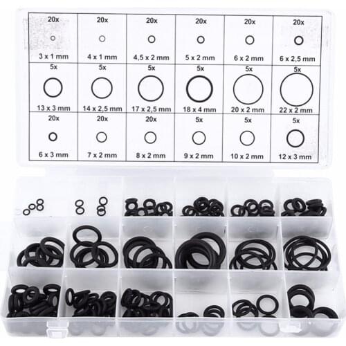225pcs Nitrile Rubber O-Ring Assortment Repair Tool Kit Seals Washer Gaskets Set