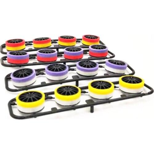4PCS Medium Diameter Trim Tires+Wheels For Tamiya Mini 4WD Racing Car Model Middle Diameter Colorful Tyres With Wheels