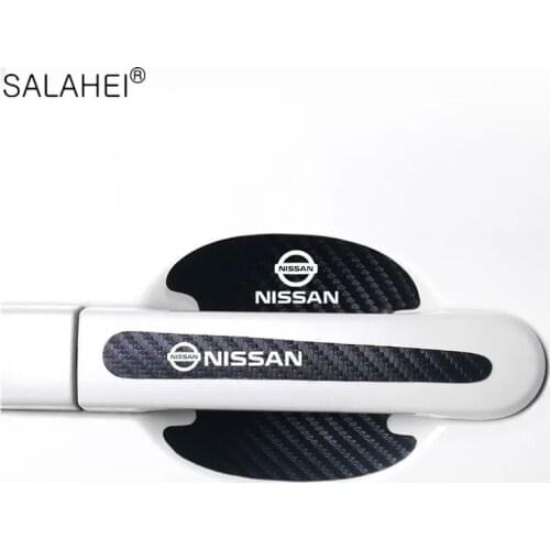 8pcs Car Door Bowl Handle Carbon Fiber Anti Collision Protector Sticker For Nissan Sylphy X-Trail Tiida Bluebird Qashqai Altima