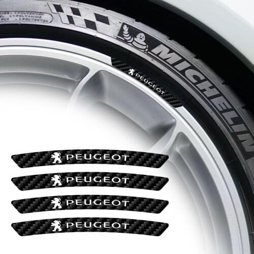 4pcs/set Car Reflective Rim Tape Wheel Tire Stickers Motorbike Bicycle Auto Decals For Peugeot 208 306 307 308 3008 LADA Duster