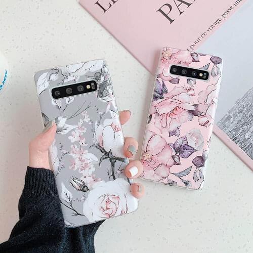 Pink Rose Phone Case For Samsung Galaxy A50 A70 A51 A71 S8 S9 S10 S20 Plus S20 Ultra S10E A40 Case IMD Soft Matte Flower Cover