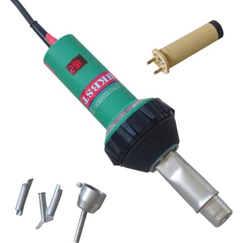 HKBST digital hot air plastic welding gun fit with 5mm round nozzle and triangular speed welding tip for PP/pvc material