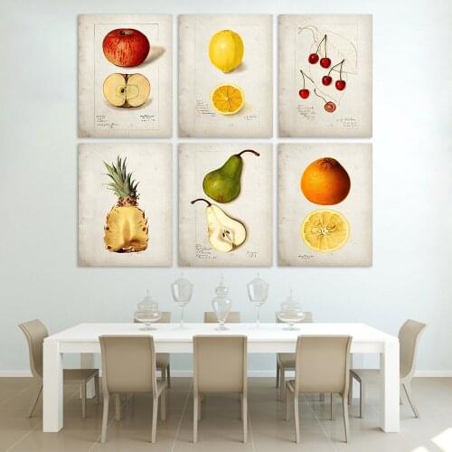 Retro Fruit Decorative Canvas Painting Painting Wall Art Picture Artistic Poster Kitchen Dining Room Decoration Home Decor