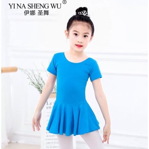 Kids Girls Cotton Gymnastics Leotard New Ballet Dress Kids Short Sleeve Dance Leotard Tutu Dancewear Ballerina Clothes For Girls