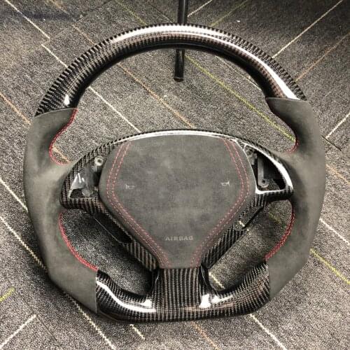 For INFINITI G25 G37 2009-2013 Real Carbon Fiber Sports Steering Wheel Alcantara Leather Compatible