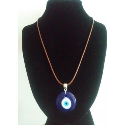 Hot New Fashion 30mm Turkey Greek Blue Glass Evil Eye Charm Necklace Pendant&Necklace DIY Choker Jewelry Free 10Pcs B537