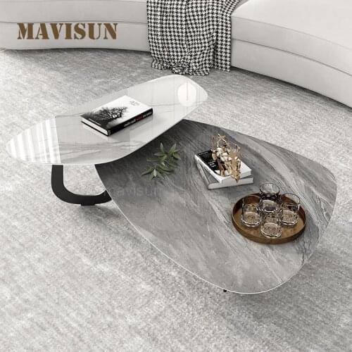 Italian Mild Luxury Rock Board Coffee Table Combination Living Room Creative Modern Sofa Side Table Indoor Home Furniture