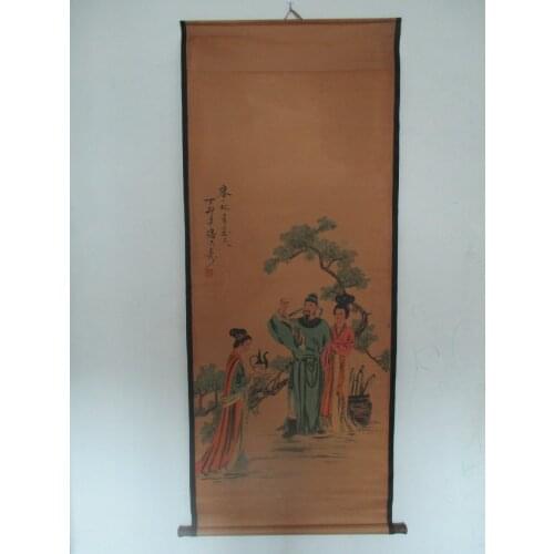 Home wall decoration painting ,Chinese old paper scroll painting Pan tian shou "li bai" Figure Painting