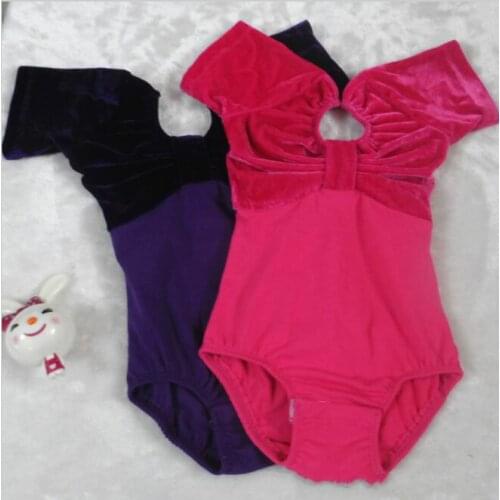 Classical Girls Ballet Dance Leotard Cotton Velvet Splice Children Gymnastics Clothing Pink Purple Ballet Unitard for Dancing