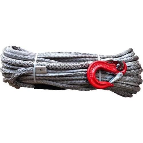 8mm x 30m Winch Line UHMWPE Fiber With Hook Gray Color