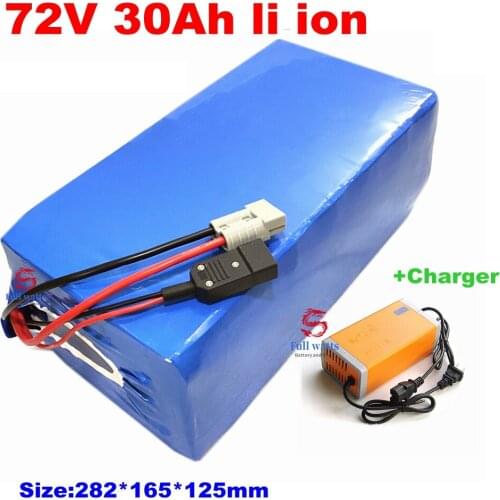 72v 30Ah lithium ion battery li ion BMS for bike 3500w 3500w motor Vehicle tricycle scooters Go Cart skateboad +5A charger