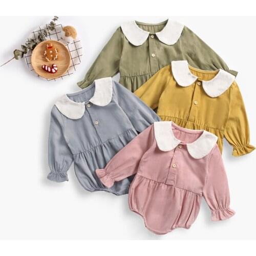 Cute Newborn Baby Girls Romper Princess Peter Pan Collar Clothes One Pieces Jumpsuit Outfits Infant Toddler Girl Rompers