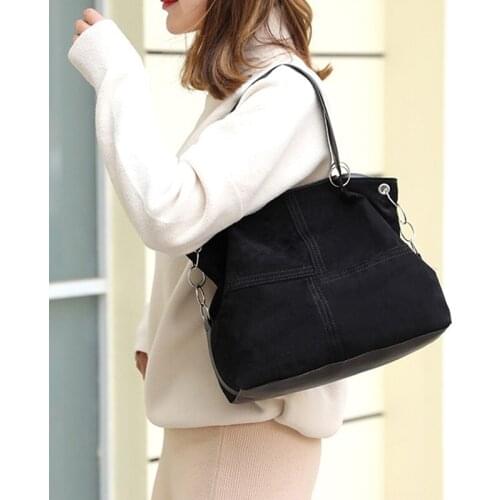 Fashion Women Shoulder Bag Large Capacity Tote Soft PU Leather Crossbody Bag Solid Color Female Top-handle Bags