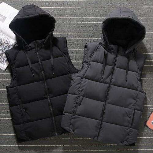 Mens Sleeveless Jacket Coat for Unisex Travel Vest Winter Vest Plus Large Size 7Xl Hat Detachable Waistcoat Warm Parka Unloading