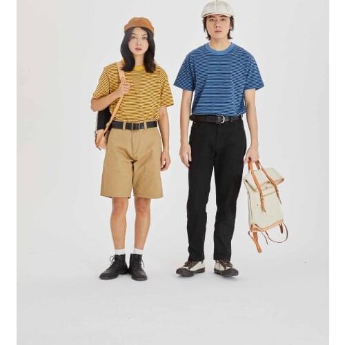 Men summer thin stripe cotton short sleeve T shirt