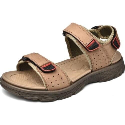 High Quality Microfiber Mens Casual Sandals Fashion Two Strap Velcro Sandals Shoes For Men Summer Cool Mens Sports Shoes