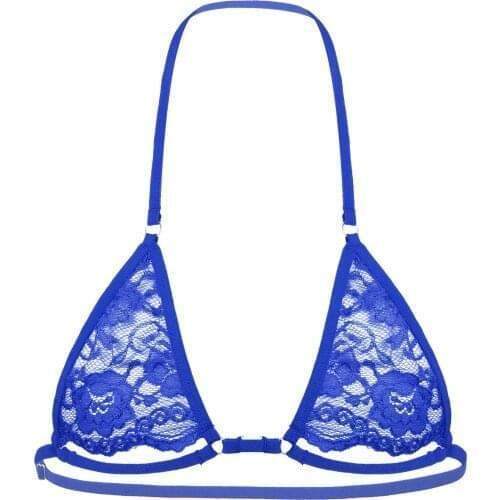 Mens Erotic Lingerie Sissy Bra Lace Halter Neck Hollow Out Adjustable Spaghetti Straps Wire-free Unlined Gay Male Mini Bra Top