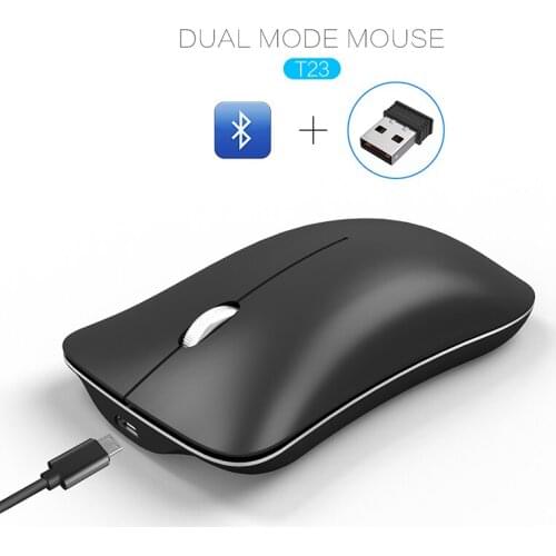 Rechargeable Silent Bluetooth Mouse Dual Mode Bluetooth 2.4G Wireless Mouse 1600 DPI with 4 Buttons Suitable for Office Games