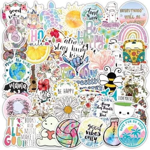 10/30/50 Pieces of Beautiful Fresh Cartoon Letter Graffiti Stickers Laptop Skateboard Guitar Waterproof Stickers Toys Wholesale