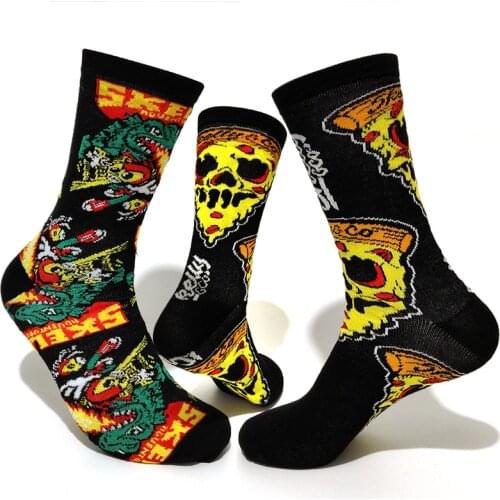 NEW Personality Cartoon Men Socks Couple Fire-breathing Dragon Charizard Skull Sandwich Harajuku Hip Hop Compression Socks Gifts