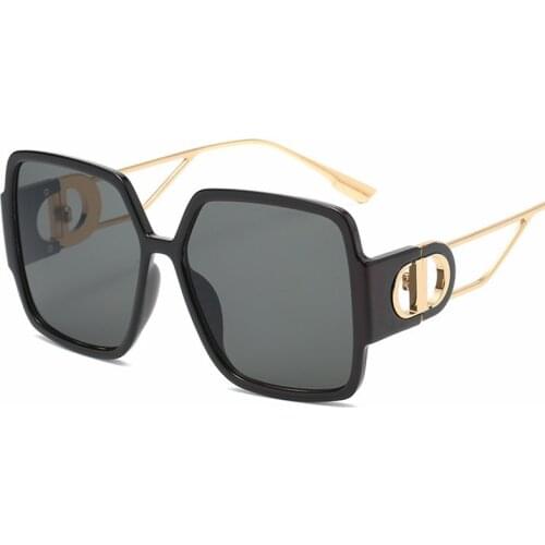 Women Vintage Oversize Square Sunglasses Luxury Big Frame Women Sun Glasses Black Fashion Gradient Female Glasses Oculos 2021