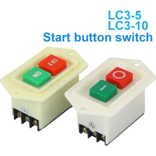 1PCS LC3-5 LC3-10 10A/380V Start Stop Push Button Switch ON-OFF 2 Positions Table Drill Grinder Cutting Machine Switch