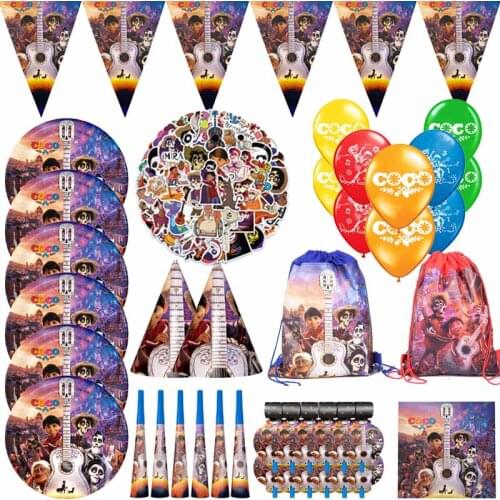 COCO Halloween Dream Travel Them Birthday Party Decoration Tableware Set Paper Plate cup Straw Blowout Baby Shower Supply