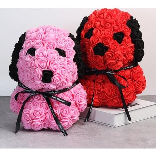 Dropshipping 25cm Teddy Rose dog Artificial Flower Rose of dog Christmas Decoration for Home Valentines Women Mother 's Gifts