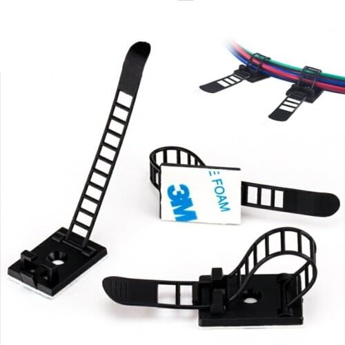 10pcs Adjustable nylon strap cable zip tie strong self adhesive wire hose Fixed Clamp clips home office line Storage organizer