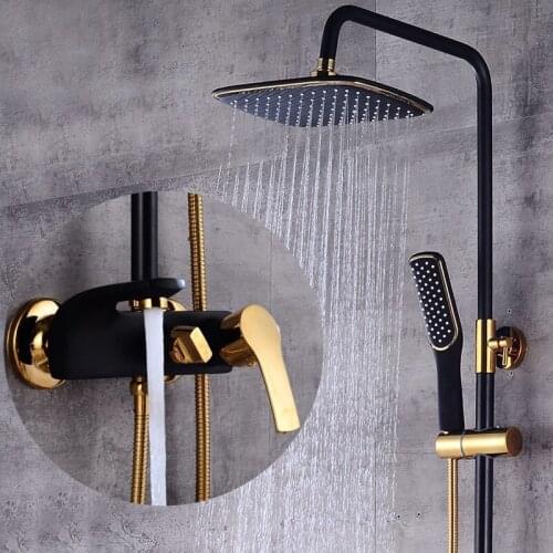 Bathroom Shower Set Luxury Black/White Golden Bath Lifting Shower Faucet Tap Bathroom Cold and Hot Mixer Shower Tap Bathtub Set