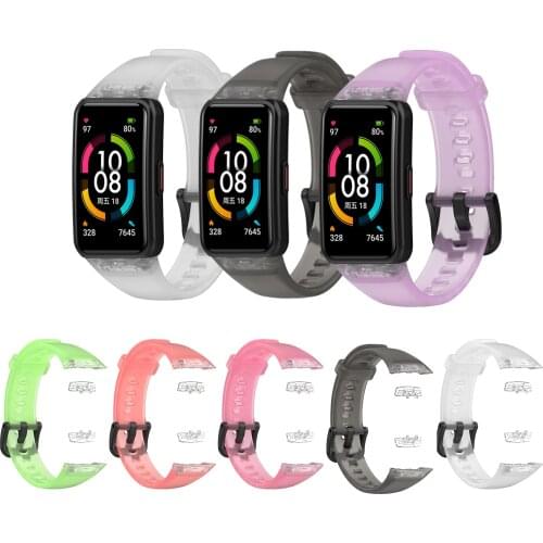 Silicone Transparent Waterproof Strap Band For Huawei Band 6 Pro / Honor Band 6