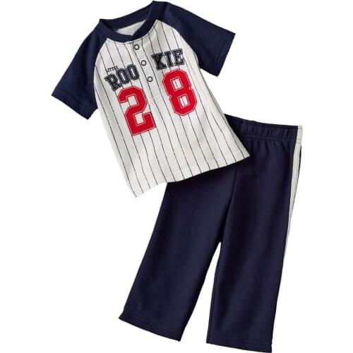Boys Tracksuits Stripe Baby suits Tees Shirt Pants sets baseball suit boys summer clothes set 12-24month