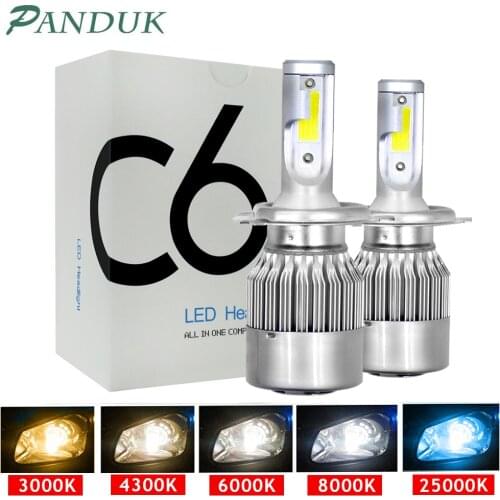 PANDUK H1 H3 Led Headlight Hulbs H7 LED Car Lights H4 LED 880 H11 HB3 9005 HB4 9006 H13 6000K 72W 12V 8000LM C6 Auto Headlamps