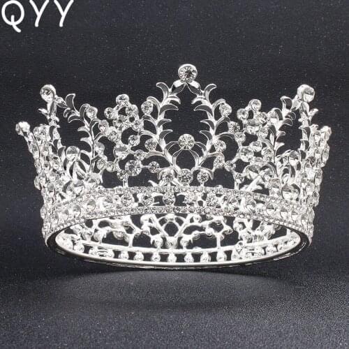 Newest Luxury King Tiaras and Crowns Austrian Crystal Head Jewelry Peals Queen Princess Diadem Baroque Brides Tiara